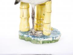 Mid Century Modern Italian Hand Painted Majolica Heron Figurative Sculpture - 4553158