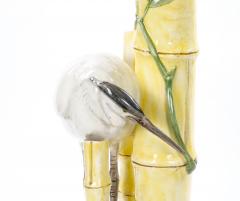 Mid Century Modern Italian Hand Painted Majolica Heron Figurative Sculpture - 4553160