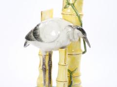 Mid Century Modern Italian Hand Painted Majolica Heron Figurative Sculpture - 4553161
