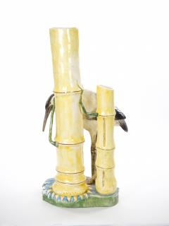 Mid Century Modern Italian Hand Painted Majolica Heron Figurative Sculpture - 4553164