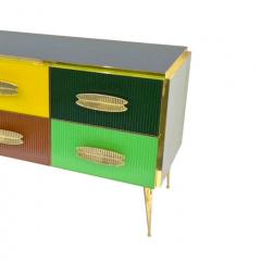 Mid Century Modern Italian Multi Color Six Drawer Chest Cabinet on Brass Legs - 4553008