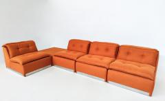 Mid Century Modern Italian Orange Modular Sofa - 3225080