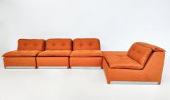 Mid Century Modern Italian Orange Modular Sofa - 3225086