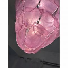 Mid Century Modern Italian Petals Chandelier in Pink Murano Glass - 4567313