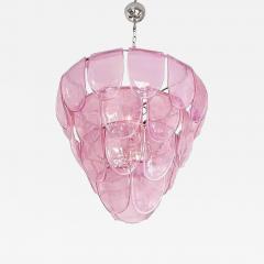 Mid Century Modern Italian Petals Chandelier in Pink Murano Glass - 4569916
