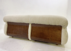 Mid Century Modern Italian Sofa Wood and Fabric 1960s New Upholstery - 3518860