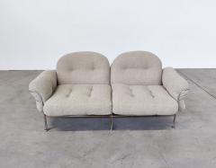 Mid Century Modern Italian Sofa in Chrome Fabric - 2966487