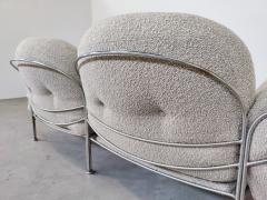 Mid Century Modern Italian Sofa in Chrome Fabric - 2966495