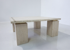 Mid Century Modern Italian Travertine Coffee Table 1970s - 3343143