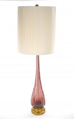 Mid Century Modern Italian Venetian Glass Ice Purple Gold Fleck Table Lamps - 4796038