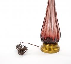 Mid Century Modern Italian Venetian Glass Ice Purple Gold Fleck Table Lamps - 4796042