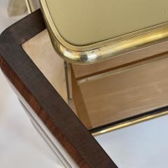 Mid Century Modern Italian Wood Brass Sideboard w Gold Opaline Glass Top - 2279824