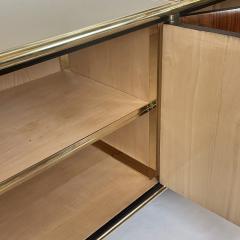 Mid Century Modern Italian Wood Brass Sideboard w Gold Opaline Glass Top - 2279826