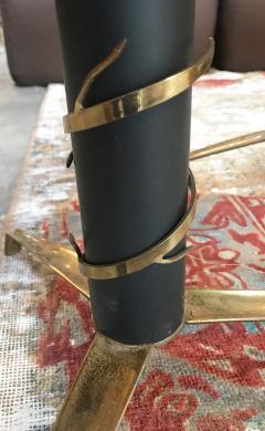 Mid Century Modern Italian Yellow Marble and Brass Oval Coffee Table 1950 - 916205