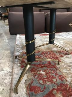 Mid Century Modern Italian Yellow Marble and Brass Oval Coffee Table 1950 - 916208