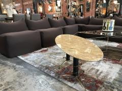 Mid Century Modern Italian Yellow Marble and Brass Oval Coffee Table 1950 - 916209