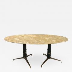 Mid Century Modern Italian Yellow Marble and Brass Oval Coffee Table 1950 - 917379