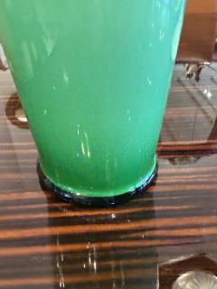 Mid Century Modern Jade Green Murano Glass Vase Italy 1960 - 4788190