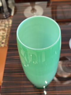 Mid Century Modern Jade Green Murano Glass Vase Italy 1960 - 4788191