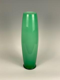 Mid Century Modern Jade Green Murano Glass Vase Italy 1960 - 4790585