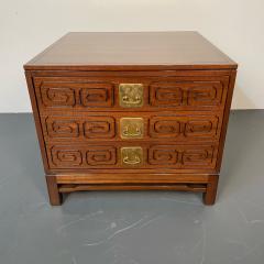 Mid Century Modern John Widdicomb Nightstand Walnut Chest Greek Key Inlay - 3080657