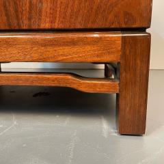 Mid Century Modern John Widdicomb Nightstand Walnut Chest Greek Key Inlay - 3080664