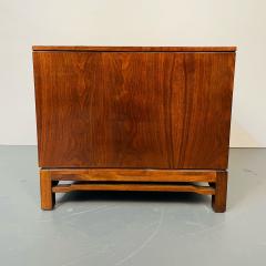 Mid Century Modern John Widdicomb Nightstand Walnut Chest Greek Key Inlay - 3080665