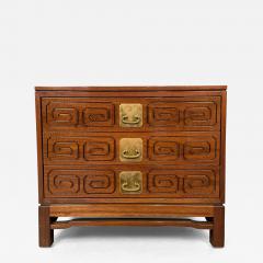 Mid Century Modern John Widdicomb Nightstand Walnut Chest Greek Key Inlay - 3280071