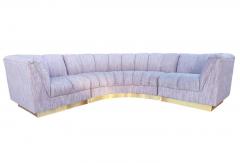 Mid Century Modern L Shape Curved Sectional Sofa with Brass Base - 2559933