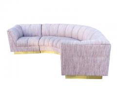 Mid Century Modern L Shape Curved Sectional Sofa with Brass Base - 2559934