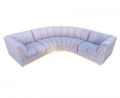Mid Century Modern L Shape Curved Sectional Sofa with Brass Base - 2559935
