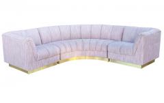 Mid Century Modern L Shape Curved Sectional Sofa with Brass Base - 2559936