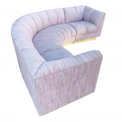 Mid Century Modern L Shape Curved Sectional Sofa with Brass Base - 2559937