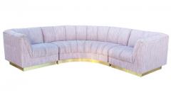 Mid Century Modern L Shape Curved Sectional Sofa with Brass Base - 2559940