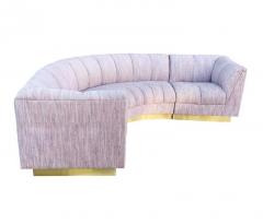 Mid Century Modern L Shape Curved Sectional Sofa with Brass Base - 2559942