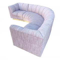 Mid Century Modern L Shape Curved Sectional Sofa with Brass Base - 2559945