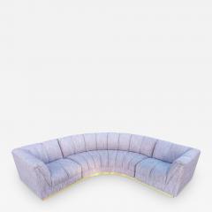 Mid Century Modern L Shape Curved Sectional Sofa with Brass Base - 2561593