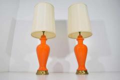 Mid Century Modern Lamps in Orange Ceramic - 1293867