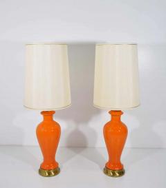 Mid Century Modern Lamps in Orange Ceramic - 1293869