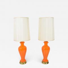 Mid Century Modern Lamps in Orange Ceramic - 1295841