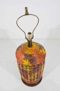 Mid Century Modern Large Pierced Ceramic Lamp in Ochre Paprika and Caramels - 1293947