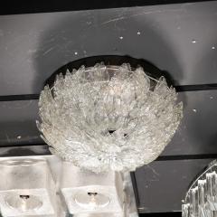 Mid Century Modern Layered Foliate Translucent Glass and Chrome Flush Mount - 2908910