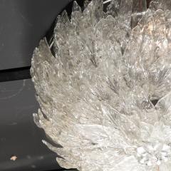 Mid Century Modern Layered Foliate Translucent Glass and Chrome Flush Mount - 2908918