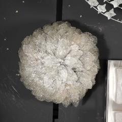 Mid Century Modern Layered Foliate Translucent Glass and Chrome Flush Mount - 2908950