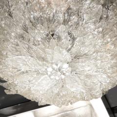 Mid Century Modern Layered Foliate Translucent Glass and Chrome Flush Mount - 2908957