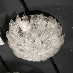 Mid Century Modern Layered Foliate Translucent Glass and Chrome Flush Mount - 2908983