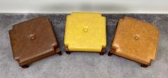 Mid Century Modern Leather Nesting Stackable Ottoman Stools 3 Pcs - 3411302