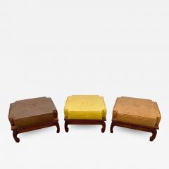 Mid Century Modern Leather Nesting Stackable Ottoman Stools 3 Pcs - 3412608