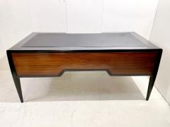 Mid Century Modern Leather Top Desk with Brass Handles - 2897658