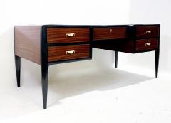 Mid Century Modern Leather Top Desk with Brass Handles - 2897660